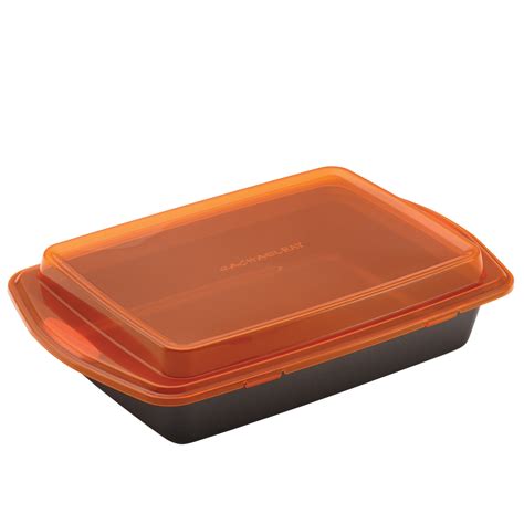 Rachael Ray 9-Inch by 13-Inch Bakeware Nonstick Cake Pan with Lid, Gray ...