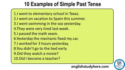 20 Examples Of Simple Past Tense Sentences », 58% OFF