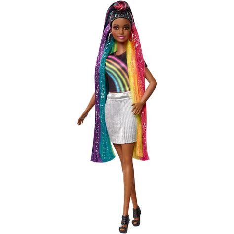 Barbie Rainbow Sparkle Hair Doll with Accessories Doll Playset ...