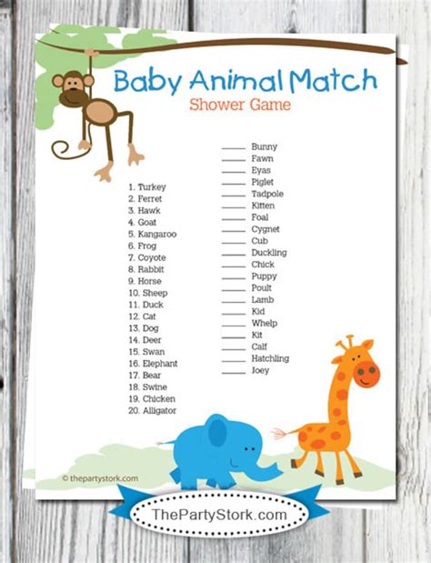 Safari Baby Shower Games Printable Baby Animal Match Game - Etsy