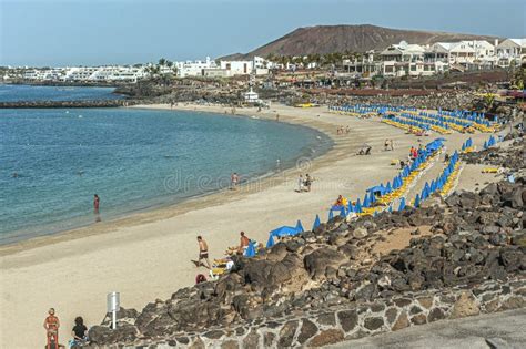 Puerto Del Carmen Beach Near Lanzarote Editorial Stock Image - Image of ...