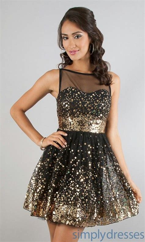 So cute! Black cocktail dress with gold sequins #wedding #dress # ...