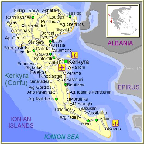 Detailed map of Corfu (Kerkyra)