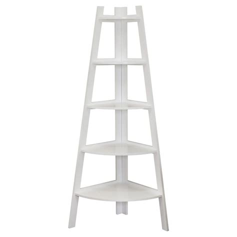 White Corner Ladder Shelf - Bookshelf Style