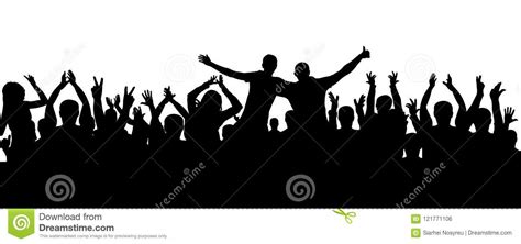 Crowd of People Applauding Silhouette. Cheerful Audience, Vector. Stock ...