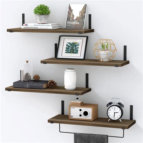 Buy Floating Shelves Wall ed Set of 4, Bathroom Shelf with Towel Bar ...