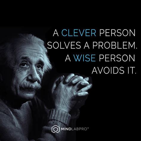 "A clever person solves a problem. A wise person avoids it." - quote by ...