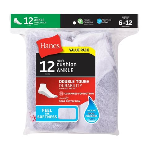 Hanes Men's Comfort Soft Ankle Sports Socks Value 12-Pack - Sox World Plus