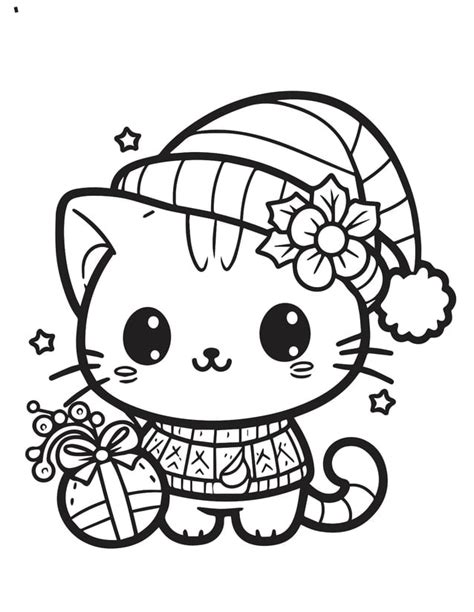 Free Printable Christmas Cats Coloring Pages - Itsy Bitsy Fun