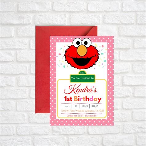 Personalized Elmo Birthday Invitation Sesame Street Birthday - Etsy