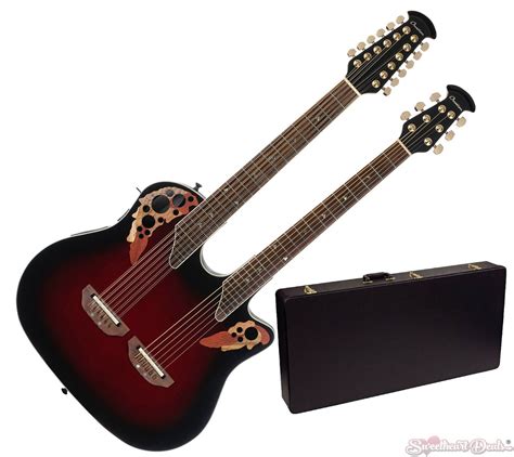 Ovation Celebrity Elite Double Neck Guitar Red Burst w/Hardshell Case ...