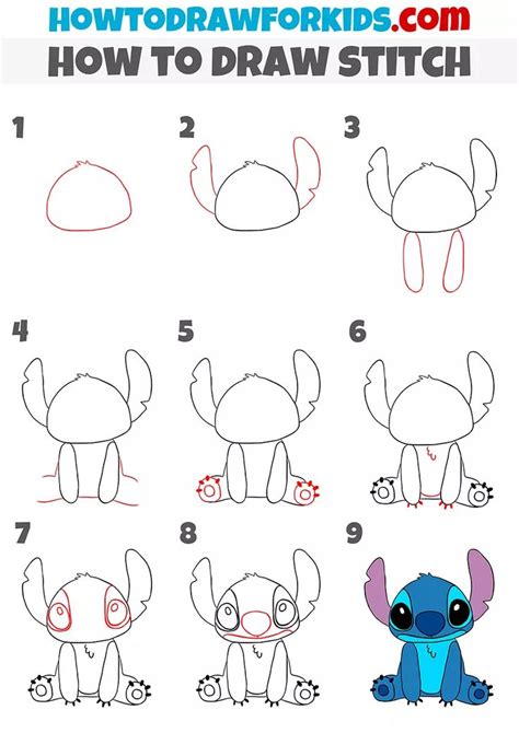 How to Draw Stitch Step by Step - Easy Drawing Tutorial For Kids | Lilo ...