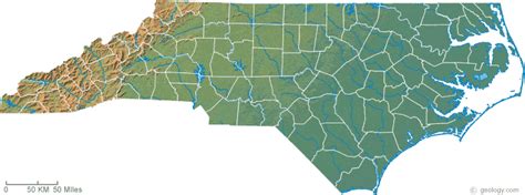 North Carolina Physical Map and North Carolina Topographic Map