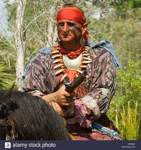 Seminole Indian Tribe Reenactment Of The Second Seminole War, Big Stock ...