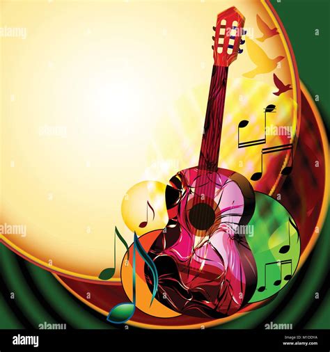 Colourful music background with guitar and music notes Stock Vector ...