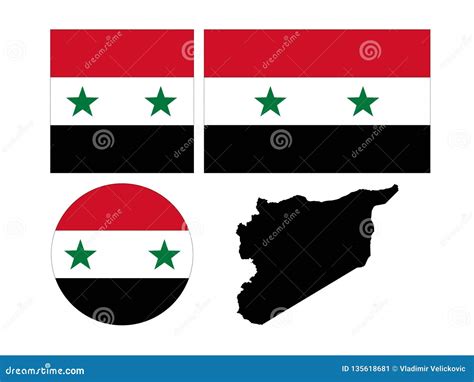 Syria Flag and Map - Syrian Arab Republic Stock Vector - Illustration ...