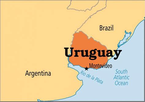 Hovedstaden i Uruguay kart - Uruguay kapital kart (Sør-Amerika - Amerika)