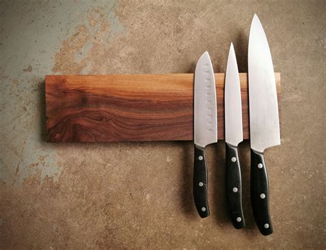 14 Inch Magnetic Walnut Knife Holder - Wooden Magnetic Knife Rack ...