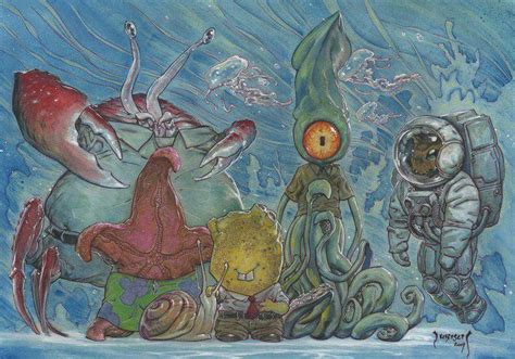 Spongebob Characters In A Realistic But Creepy Design