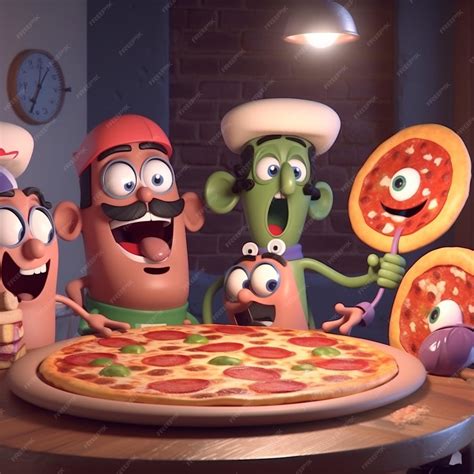 Premium Photo | Cartoon pizza party fun and lively