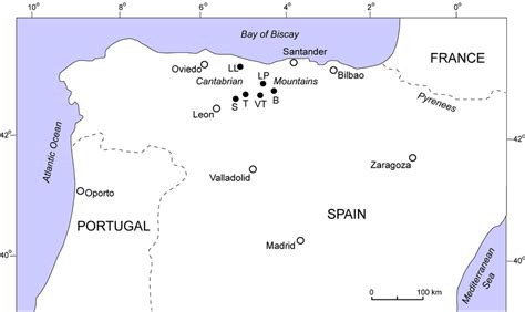 Map showing localities mentioned in this article in the Cantabrian ...