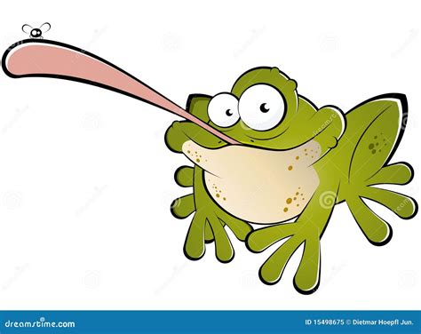 Frog With Bug On Tongue Cartoon Vector | CartoonDealer.com #15498675