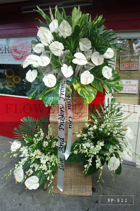 Standing Arrangement of White Anthuriums, Orchids and Tuberoses ...