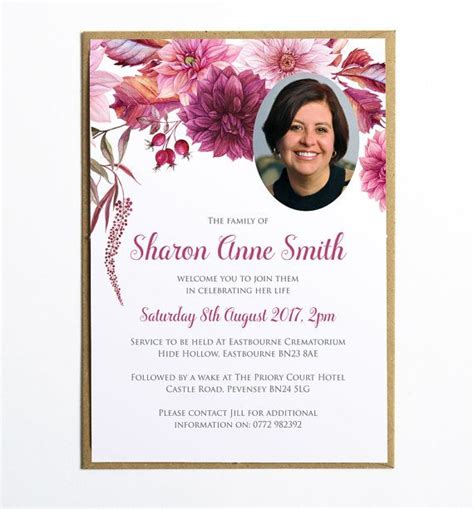 Printable Funeral Announcement Cards