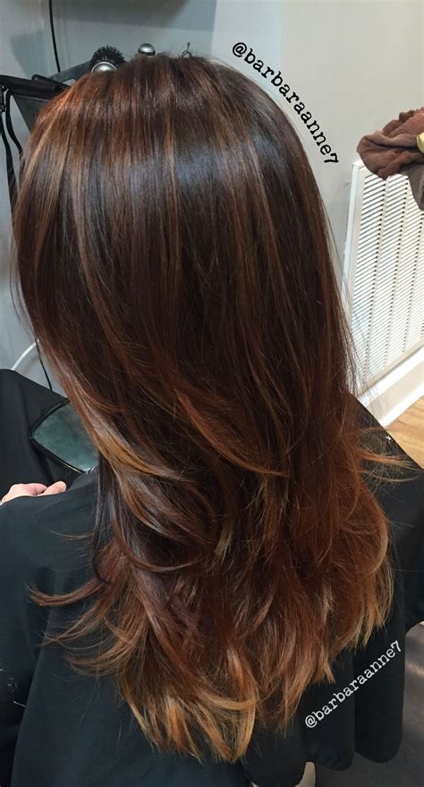 Balayage Ombré, @kenra color, layers, long hair, caramel, copper ...