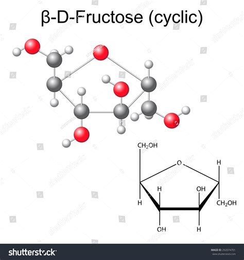 Structural Chemical Formula And Model Of Fructose - Beta-D-Fructose, 2d ...