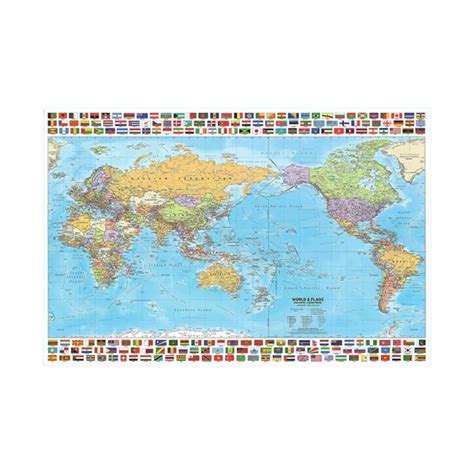 WORLD MAP POSTER With Country Flags Political Educational Poster Wall ...