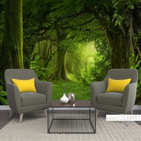 Forest Mural Wallpaper Green Bedroom Wallpaper Grass Custom Wall Murals ...