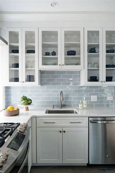 Light Blue Subway Tile Kitchen | Dandk Organizer