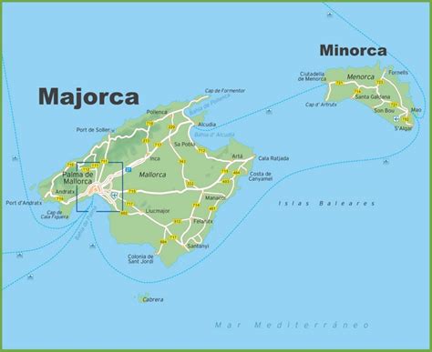 Map of Majorca and Minorca - Ontheworldmap.com