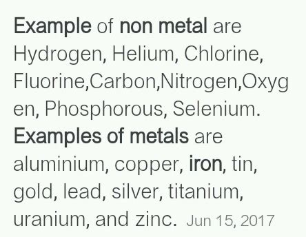 Give examples of any four metals and four non-metals Mention their ...