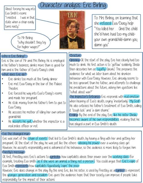 Inspector Calls - Eric Birling | English gcse revision, An inspector ...