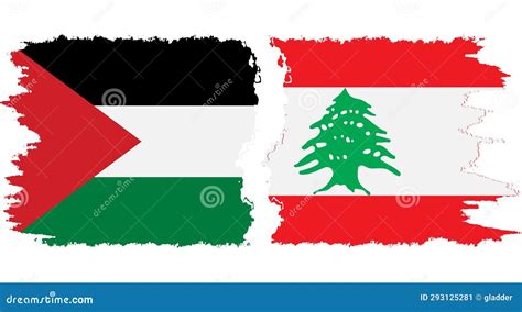 Lebanon and Palestine Grunge Flags Connection Vector Stock Vector ...