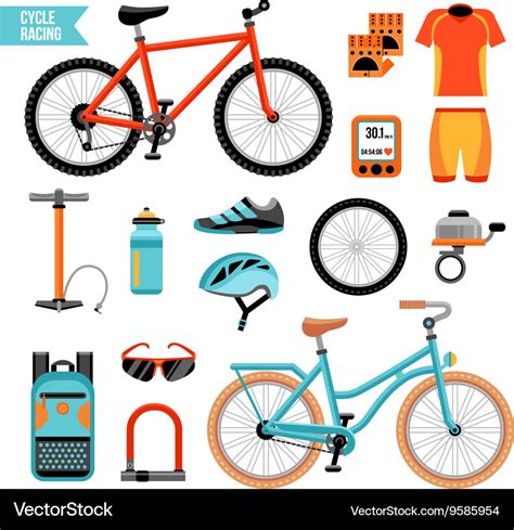 Bike and cycling accessories set Royalty Free Vector Image