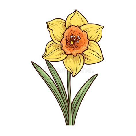 Vibrant Yellow Daffodil Tattoo Design on White Background Stock ...