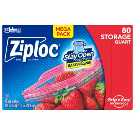 Ziploc® Stand-Up Stay Open Quart Storage Bags Mega Pack, 80 ct - Kroger