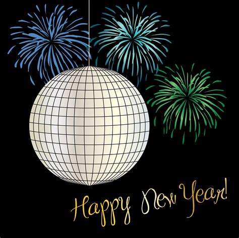 new years eve graphic with disco ball and fireworks 335518 Vector Art ...