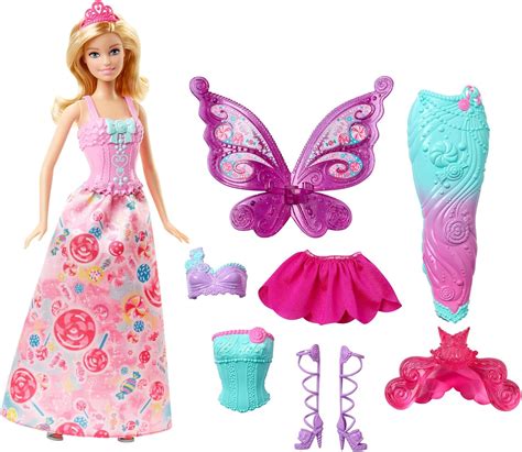 Barbie DHC39 Fairytale Dress Up Doll with Fairy, Mermaid and Princess ...