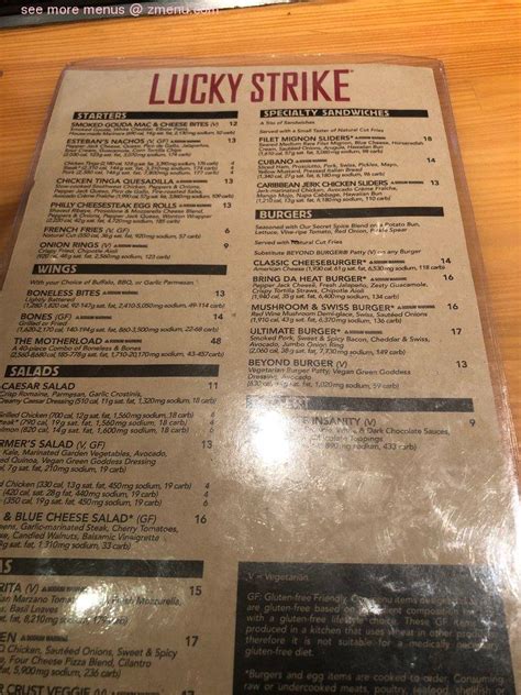 Online Menu of Lucky Strike Restaurant, Philadelphia, Pennsylvania ...