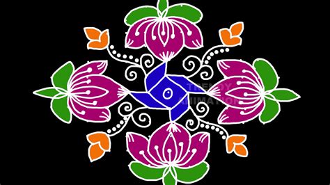 15*1dots lotus rangoli design by trendyanimation. | Free hand rangoli ...