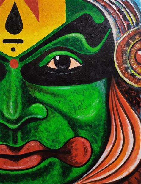 KATHAKALI HALF FACE ABSTRACT Painting by Akash Bhisikar | Saatchi Art