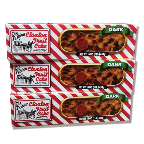 Claxton 3-1 Lb. Dark Fruit Cake - Individually Packaged in Full Color ...