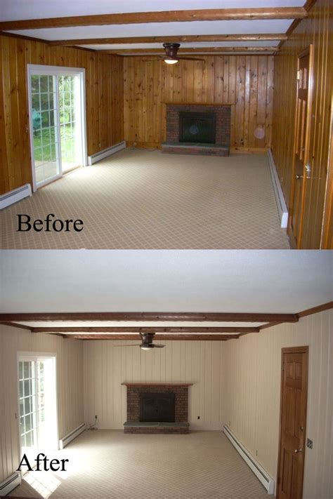 Before and after: Old wall paneling primed and painted. spencerpainting ...