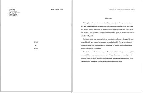 Formatting A Manuscript In Microsoft Word Template Free Download - Free ...