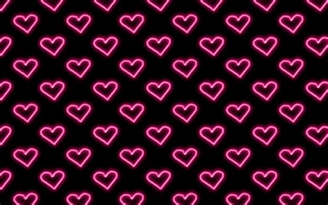 Cute Pink Neon Hearts Wallpaper