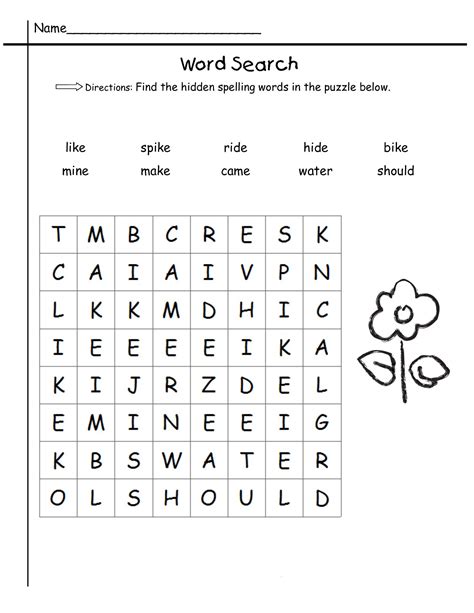 1St Grade Word Search Free Printable